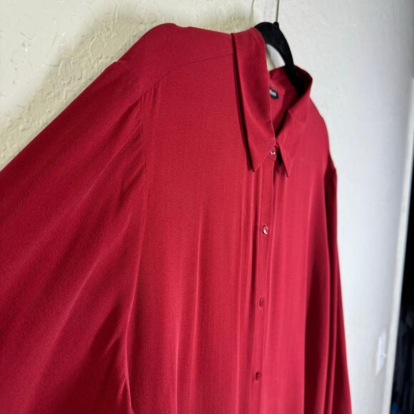 EILEEN FISHER Blouse XL Georgette Crepe Classic Collard Button Down Silk Career - Picture 7 of 12